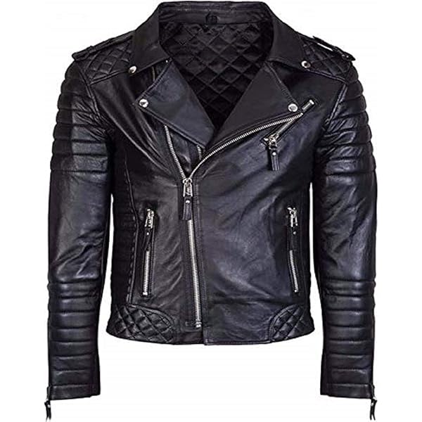 Men Slim Fit Biker Motorcycle Lambskin Leather Jacket Coat Outwear